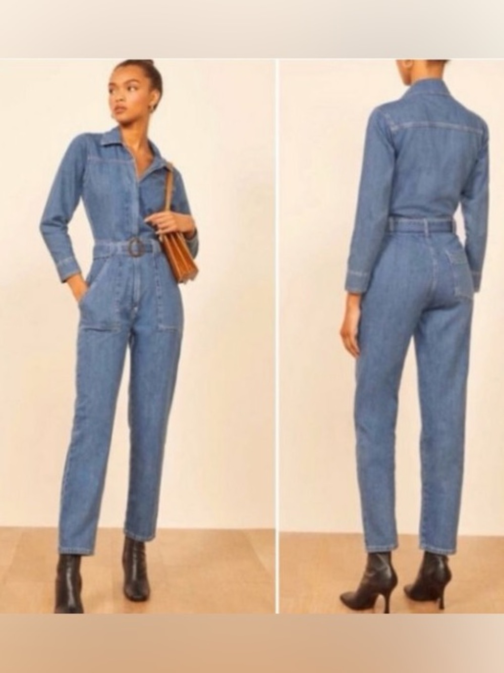 REFORMATION Jeans Boracay REX Organic Cotton Boiler Belt Denim Pant Jumpsuit